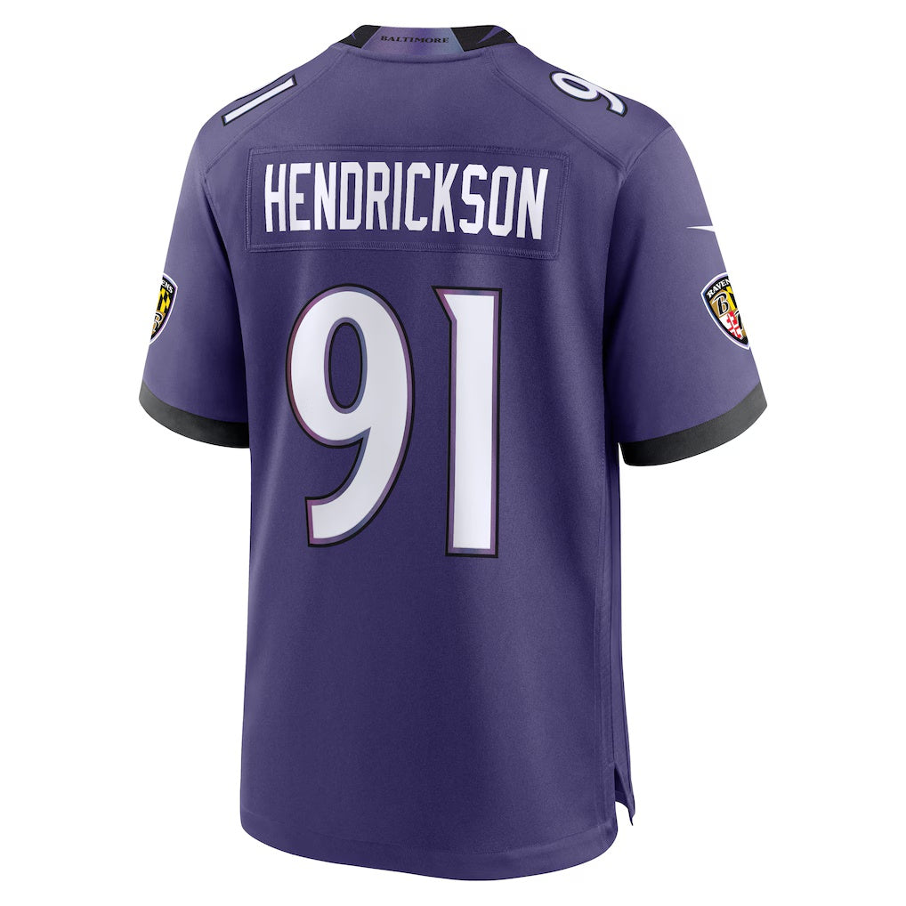 Fenge B.Ravens #91 Trey Hendrickson Purple Team Game Stitched Jerseys