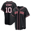 Fenge B.Red Sox #10 Trevor Story Player Black Out Home Game Stitched Jerseys