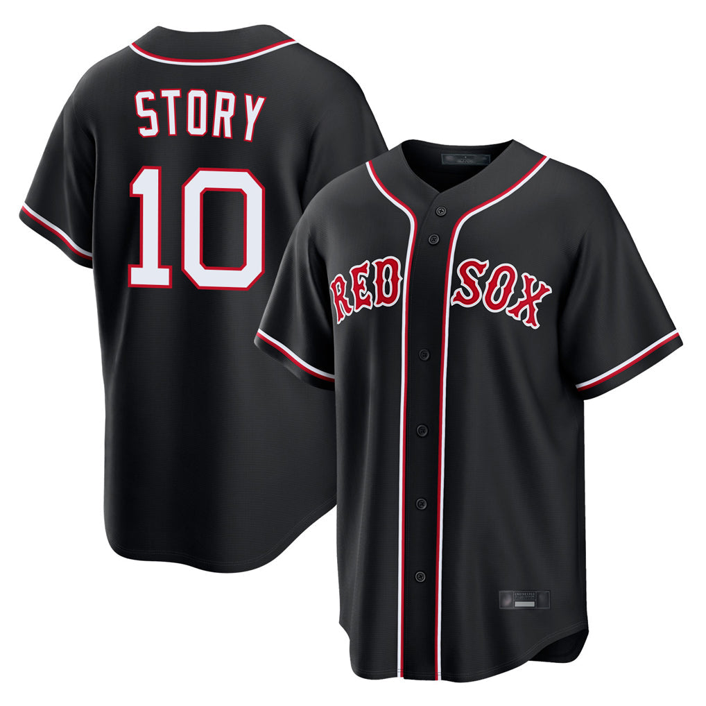 Fenge B.Red Sox #10 Trevor Story Player Black Out Home Game Stitched Jerseys