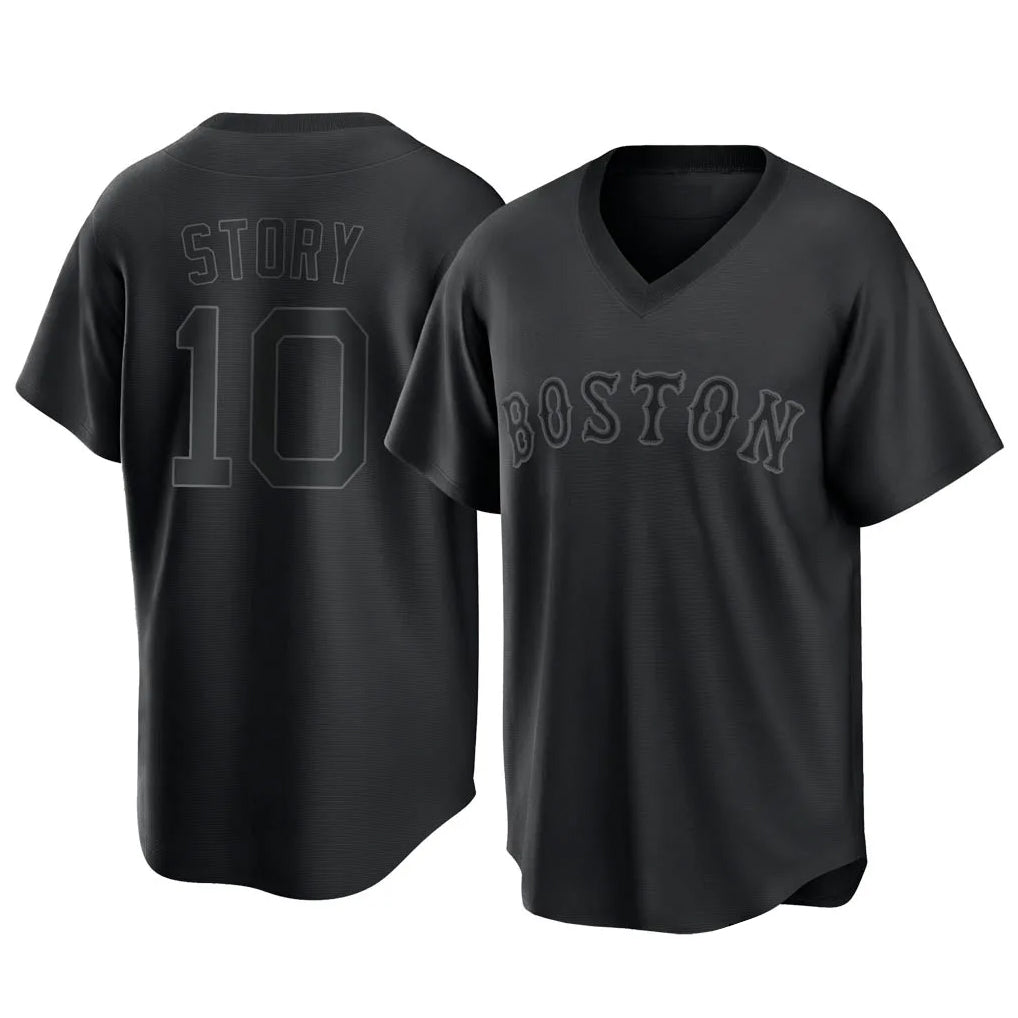 Fenge B.Red Sox #10 Trevor Story Player Black T-shirt Home Game Stitched Jerseys