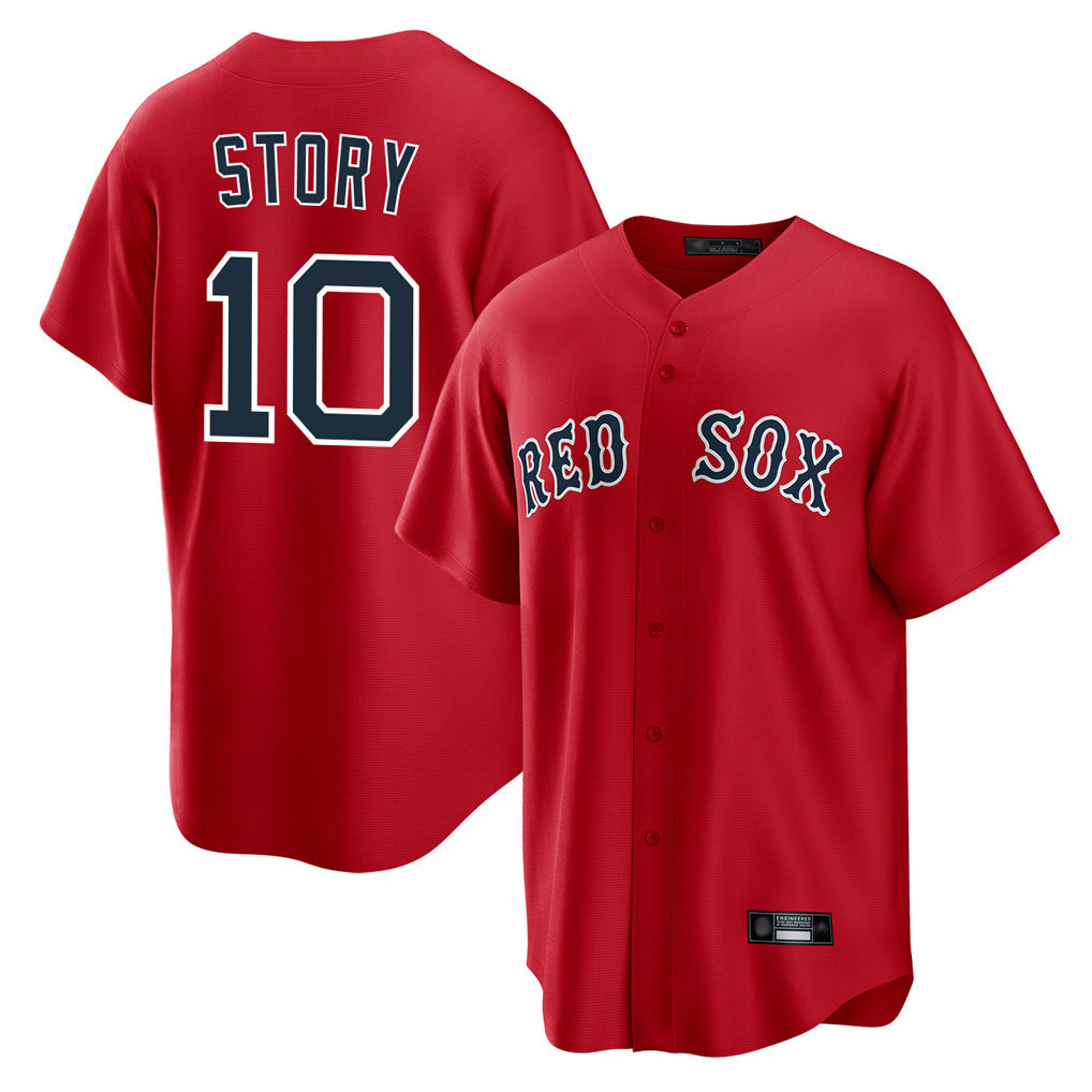 Fenge B.Red Sox #10 Trevor Story Player Red Home Game Stitched Jerseys