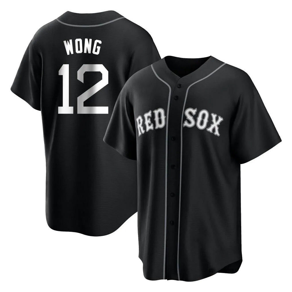 Fenge B.Red Sox #12 Connor Wong Player Black Home Game Stitched Jerseys