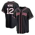 Fenge B.Red Sox #12 Connor Wong Player Black Out Home Game Stitched Jerseys