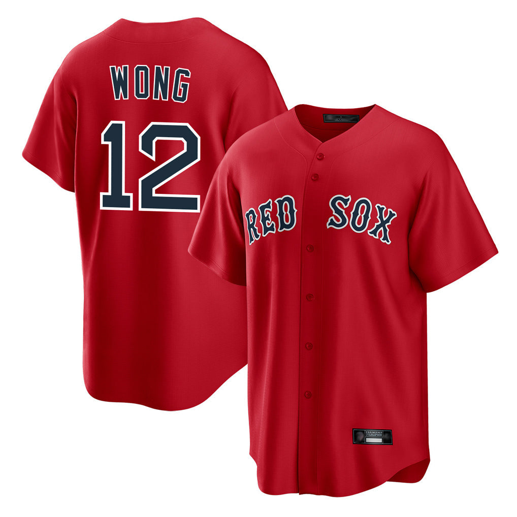 Fenge B.Red Sox #12 Connor Wong Player Red Home Game Stitched Jerseys