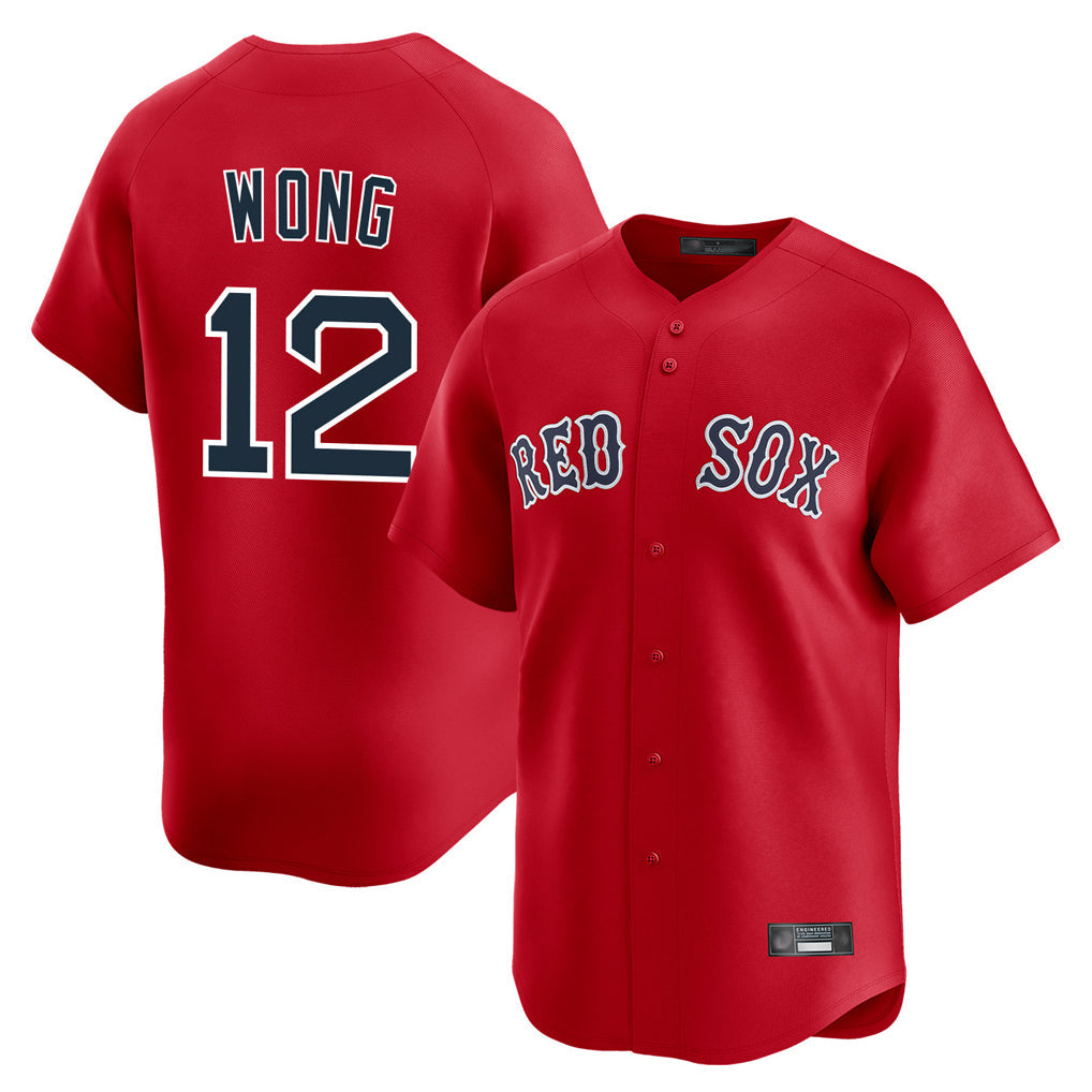 Fenge B.Red Sox #12 Connor Wong Player Red Limited Home Game Stitched Jerseys