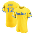 Fenge B.Red Sox #12 Connor Wong Player Yellow Limited Elite Home Game Stitched Jerseys