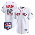Fenge B.Red Sox #16 Jarren Duran Player White USA 250 Fourth of July Limited Home Game Stitched Jerseys