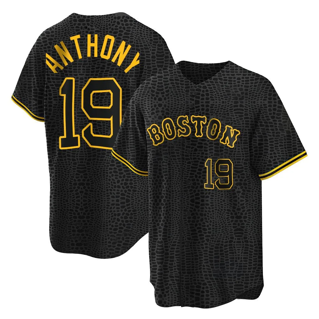 Fenge B.Red Sox #19 Roman Anthony Player Black Snake Skin City Home Game Stitched Jerseys