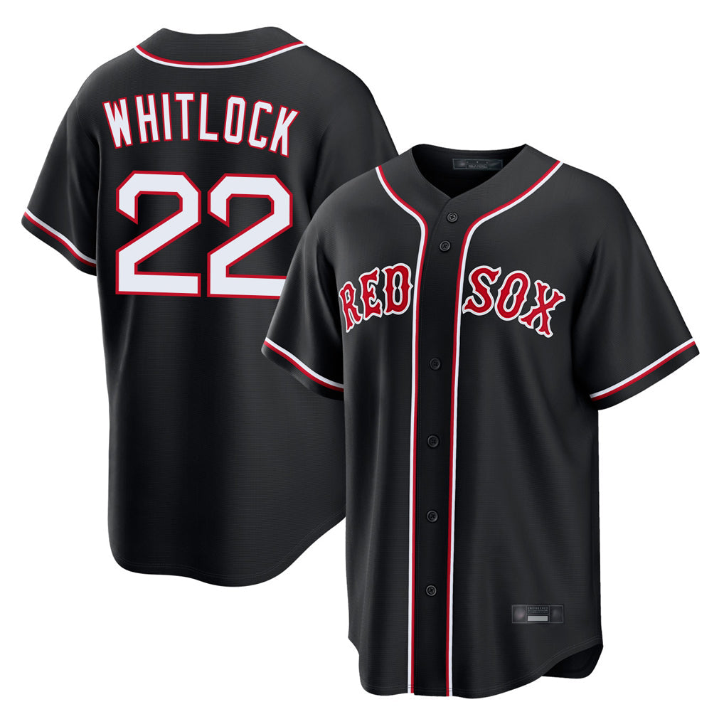 Fenge B.Red Sox #22 Garrett Whitlock Player Black Out Home Game Stitched Jerseys
