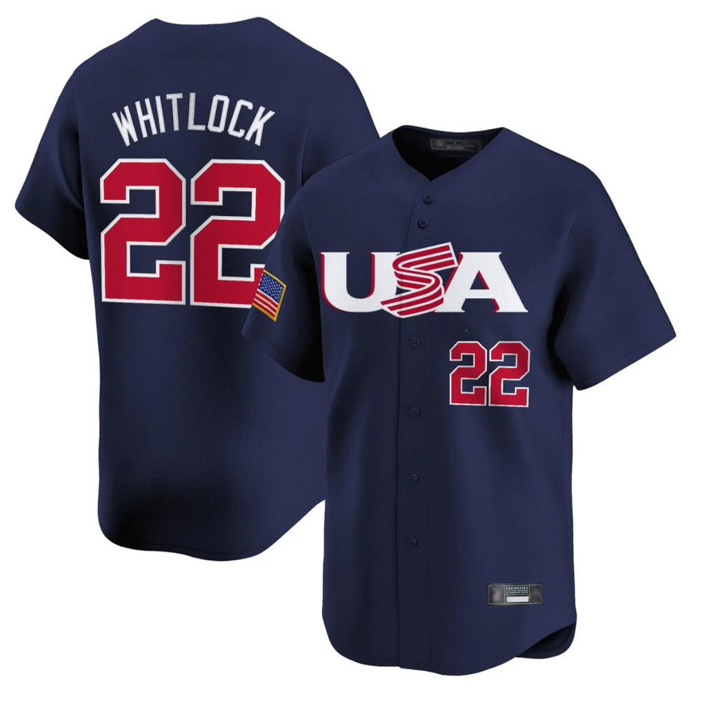 Fenge B.Red Sox #22 Garrett Whitlock Player Navy USA World Classic Home Game Stitched Jerseys