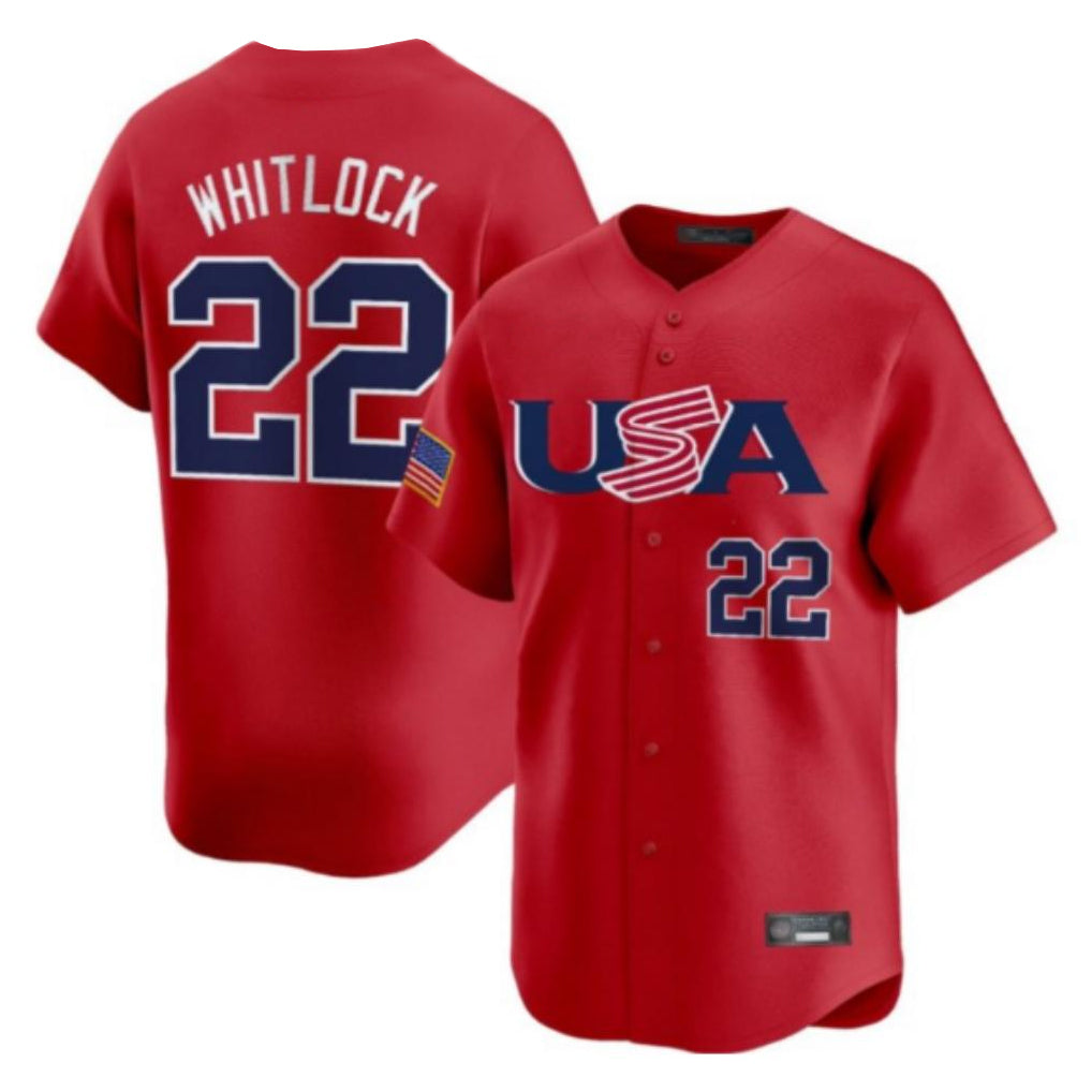 Fenge B.Red Sox #22 Garrett Whitlock Player Red USA World Classic Home Game Stitched Jerseys