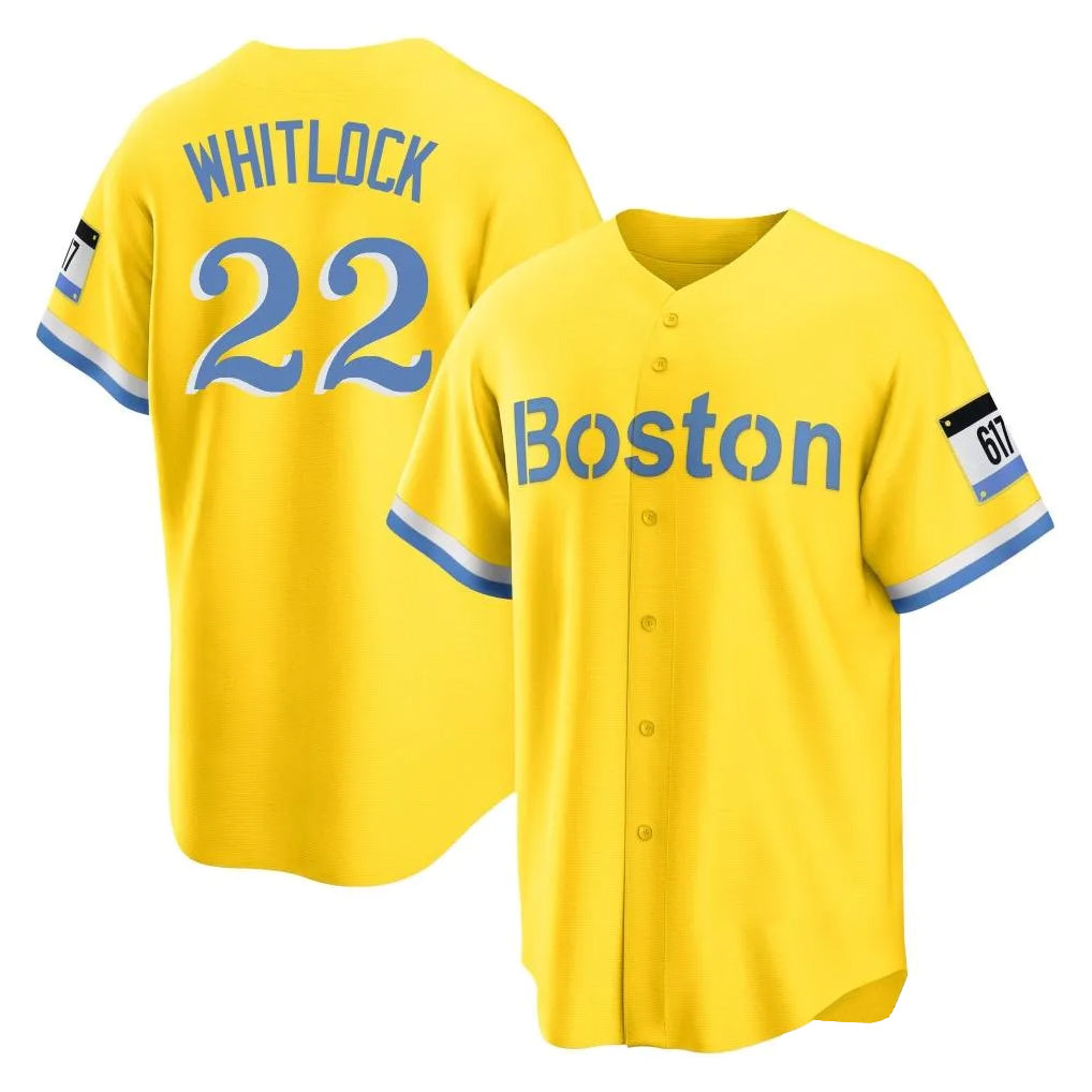 Fenge B.Red Sox #22 Garrett Whitlock Player Yellow Home Game Stitched Jerseys