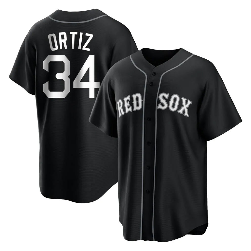 Fenge B.Red Sox #34 David Ortiz Player Black Home Game Stitched Jerseys