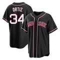 Fenge B.Red Sox #34 David Ortiz Player Black Out Home Game Stitched Jerseys
