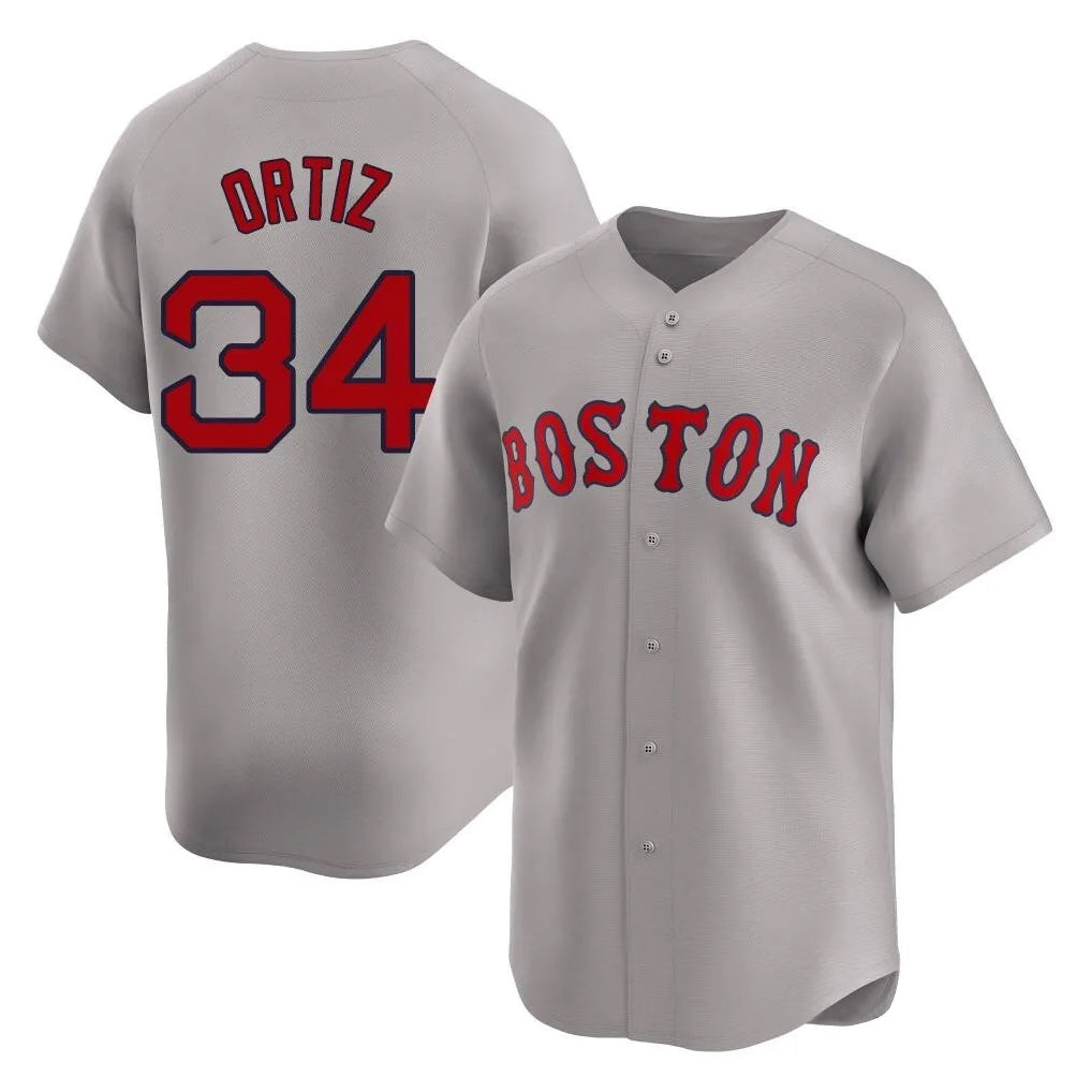 Fenge B.Red Sox #34 David Ortiz Player Gray Road Limited Home Game Stitched Jerseys