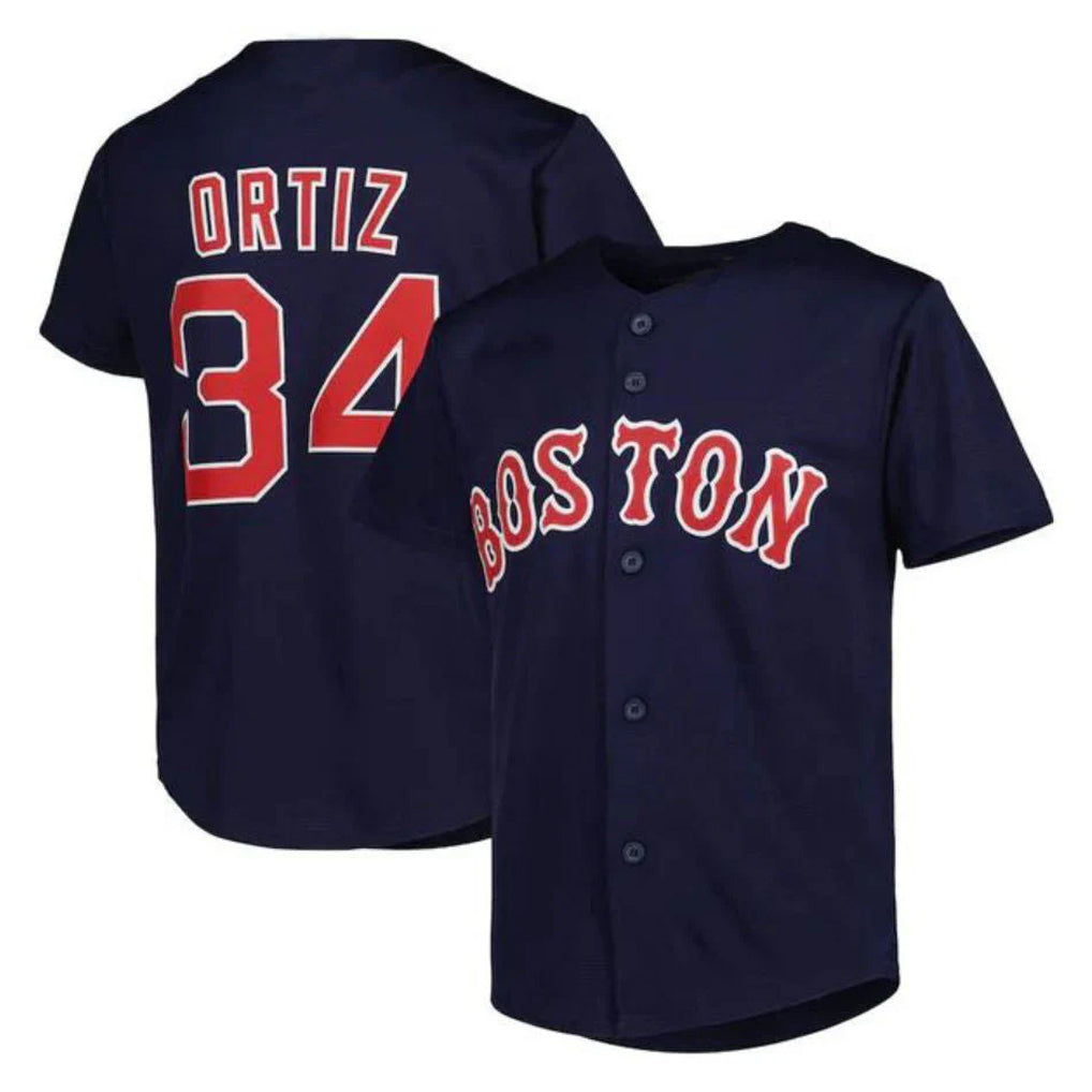 Fenge B.Red Sox #34 David Ortiz Player Navy Mitchell & Ness Cooperstown Collection Mesh Home Stitched Jerseys