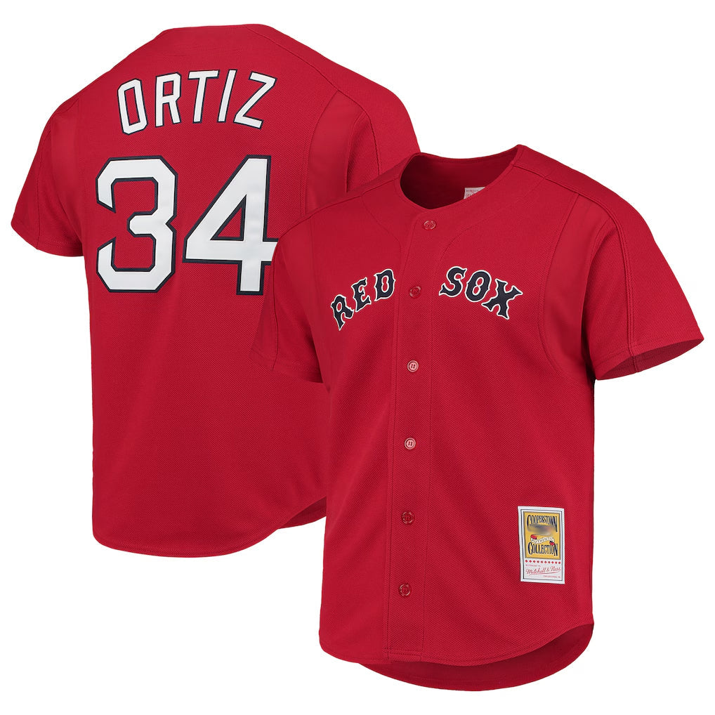 Fenge B.Red Sox #34 David Ortiz Player Red Mitchell & Ness Cooperstown Collection Home Stitched Jerseys
