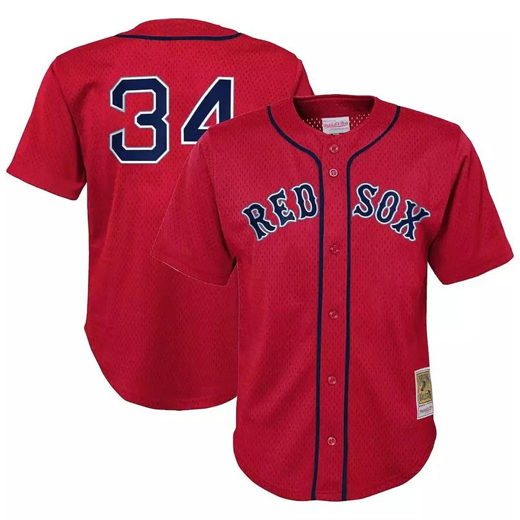 Fenge B.Red Sox #34 David Ortiz Player Red Mitchell & Ness Cooperstown Collection Mesh Home Stitched Jerseys