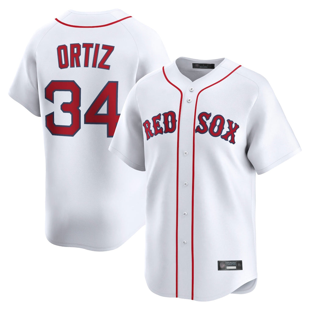 Fenge B.Red Sox #34 David Ortiz Player White Limited Home Game Stitched Jerseys