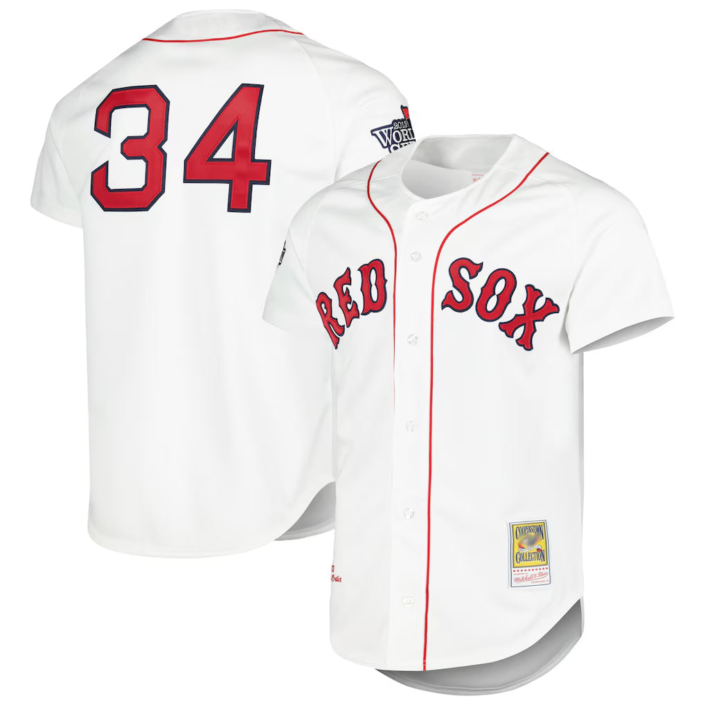 Fenge B.Red Sox #34 David Ortiz Player White Mitchell & Ness Cooperstown Collection Mesh Home Stitched Jerseys