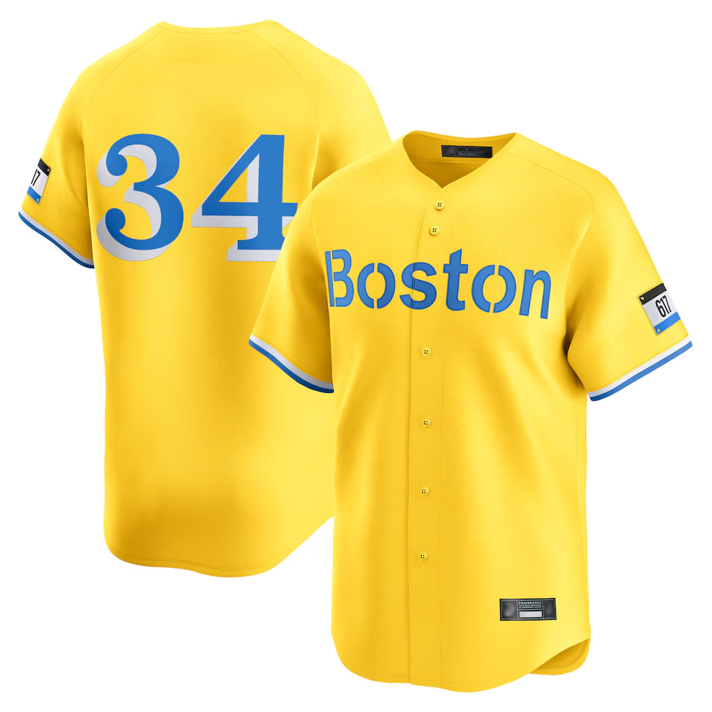 Fenge B.Red Sox #34 David Ortiz Player Yellow Limited Home Game Stitched Jerseys