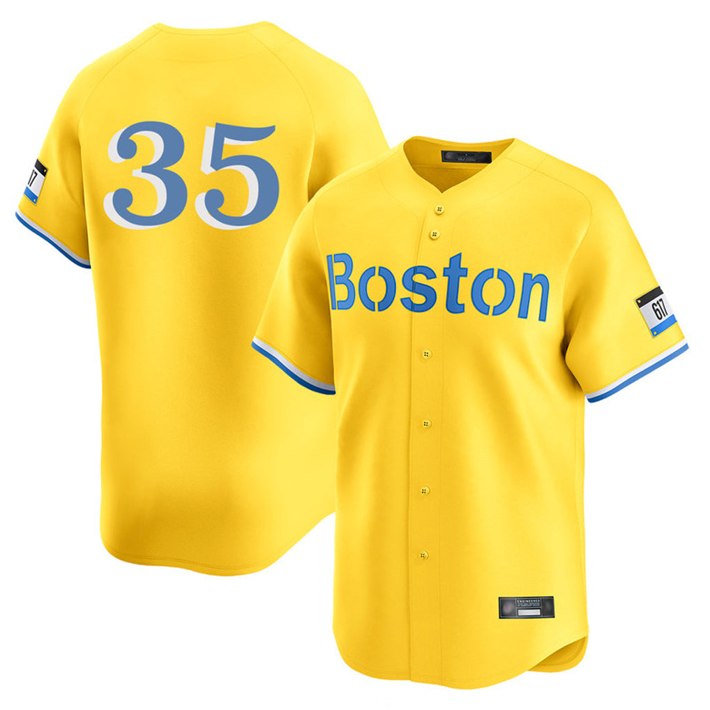 Fenge B.Red Sox #35 Garrett Crochet Player Yellow Limited Home Game Stitched Jerseys