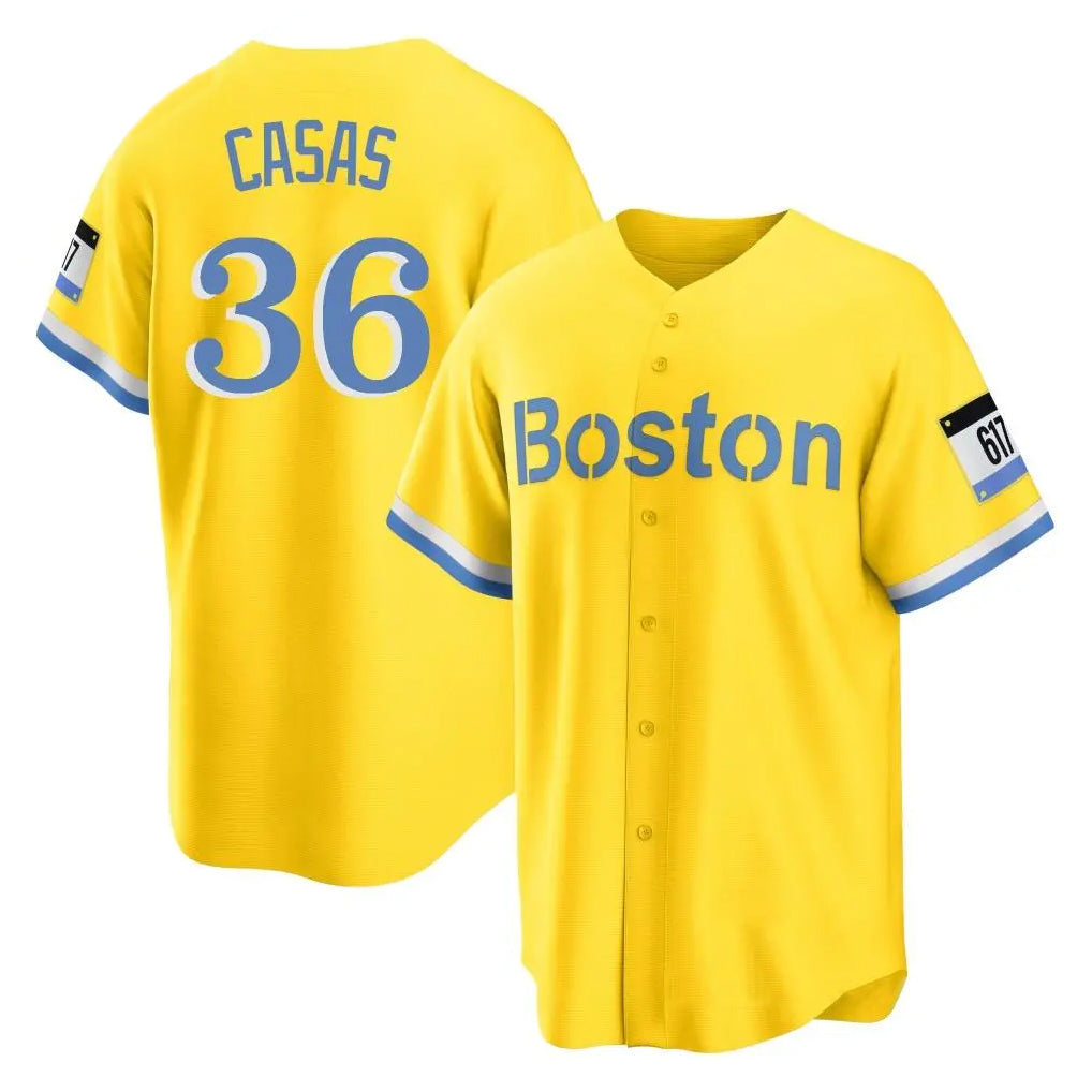 Fenge B.Red Sox #36 Triston Casas Player Yellow Home Game Stitched Jersey