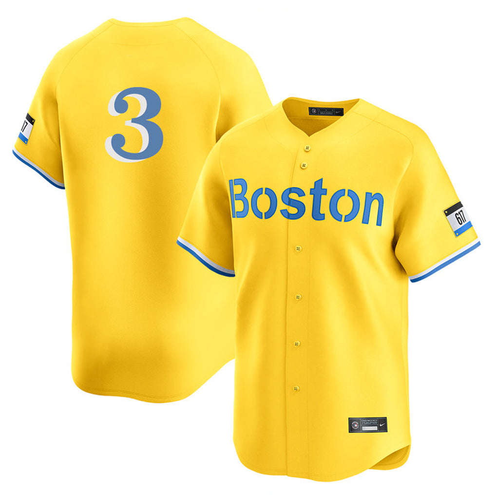 Fenge B.Red Sox #3 Ceddanne Rafaela Player Yellow Limited Home Game Stitched Jersey