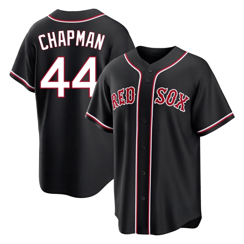 Fenge B.Red Sox #44 Aroldis Chapman Player Black Out Home Game Stitched Jerseys