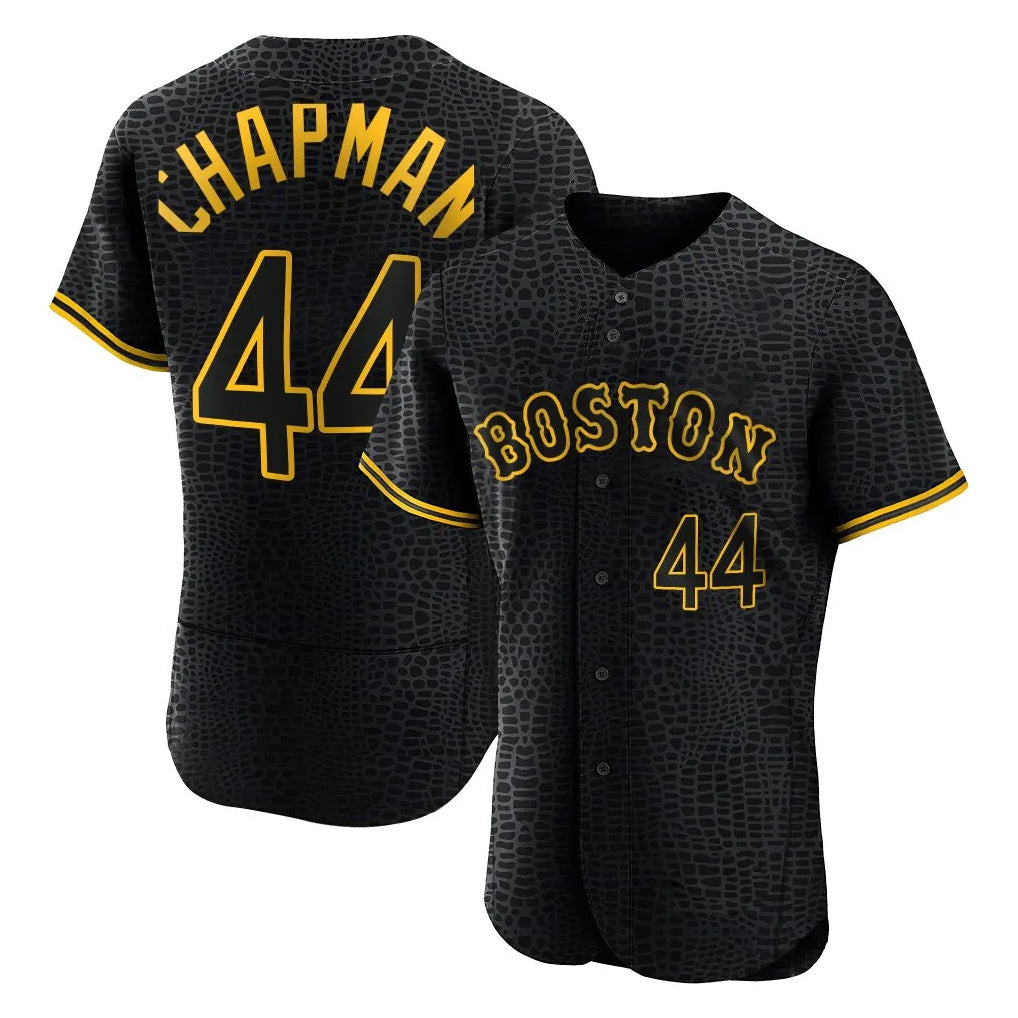 Fenge B.Red Sox #44 Aroldis Chapman Player Black Snake Skin City Limited Elite Home Stitched Jerseys