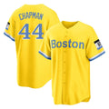 Fenge B.Red Sox #44 Aroldis Chapman Player Yellow Home Game Stitched Jerseys