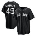 Fenge B.Red Sox #49 Tim Wakefield Player Black Home Game Stitched Jerseys