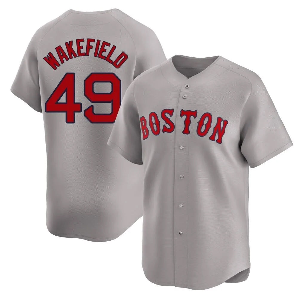 Fenge B.Red Sox #49 Tim Wakefield Player Gray Road Limited Home Game Stitched Jerseys