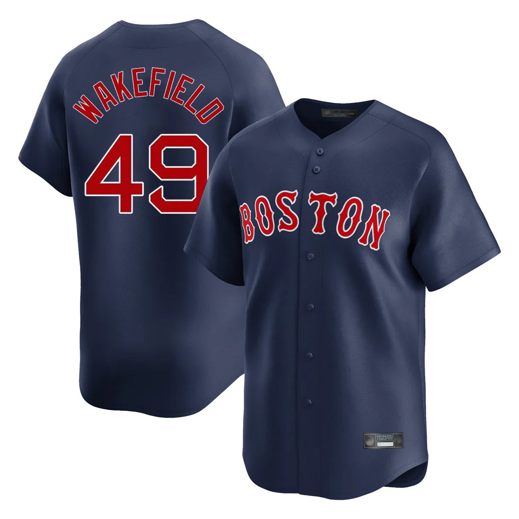 Fenge B.Red Sox #49 Tim Wakefield Player Navy Limited Home Game Stitched Jerseys