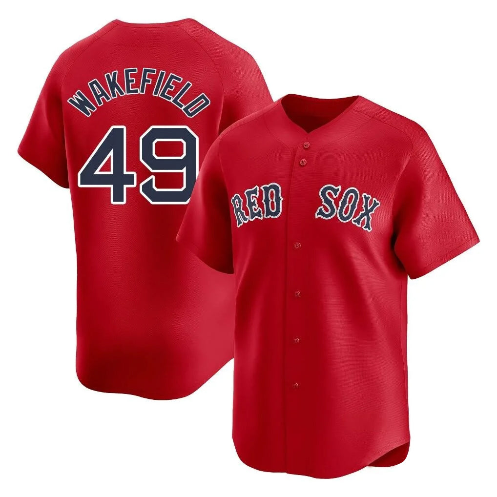Fenge B.Red Sox #49 Tim Wakefield Player Red Limited Home Game Stitched Jerseys