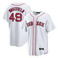 Fenge B.Red Sox #49 Tim Wakefield Player White Home Game Stitched Jerseys