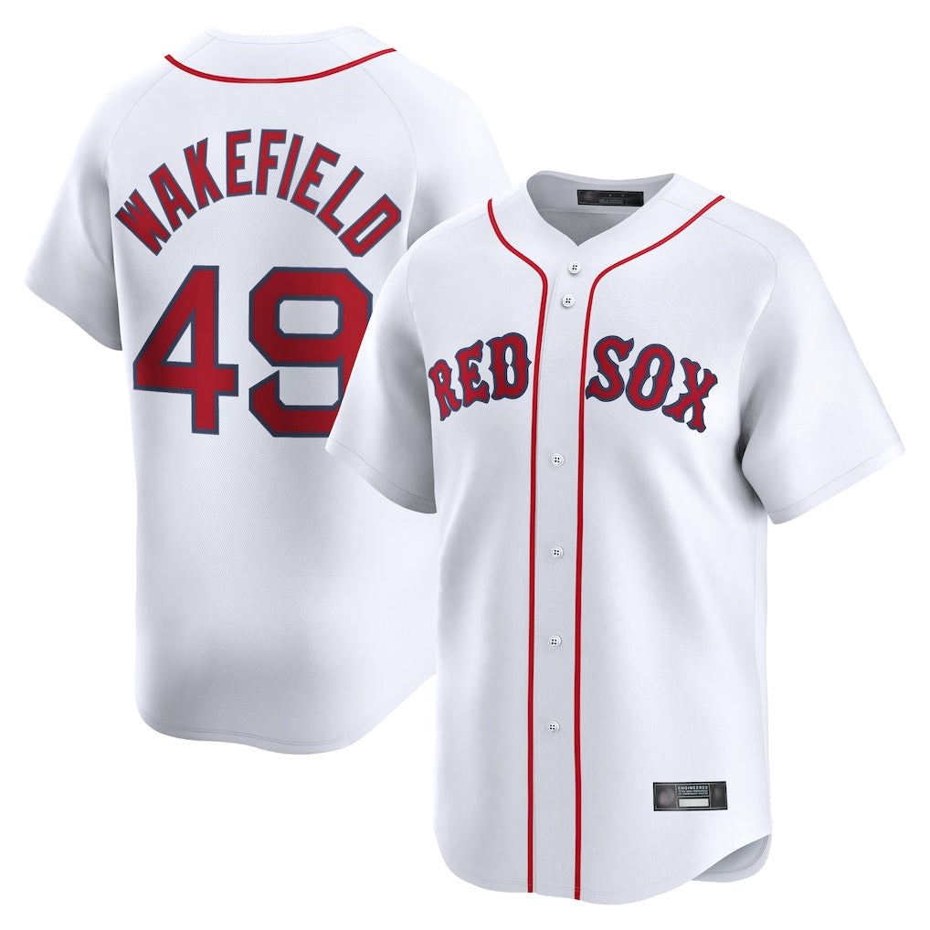 Fenge B.Red Sox #49 Tim Wakefield Player White Limited Home Game Stitched Jerseys