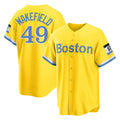 Fenge B.Red Sox #49 Tim Wakefield Player Yellow Home Game Stitched Jerseys