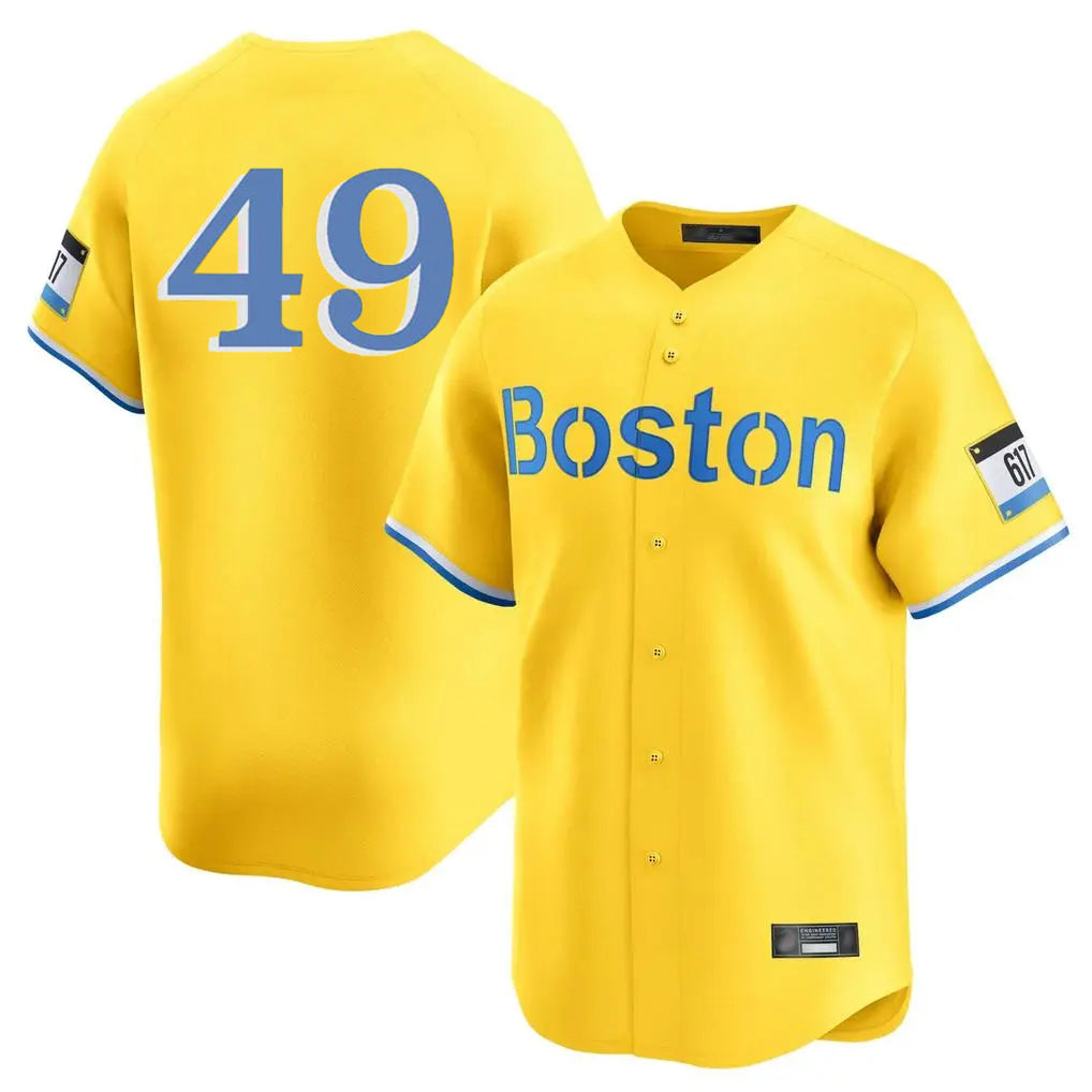 Fenge B.Red Sox #49 Tim Wakefield Player Yellow Limited Home Game Stitched Jerseys