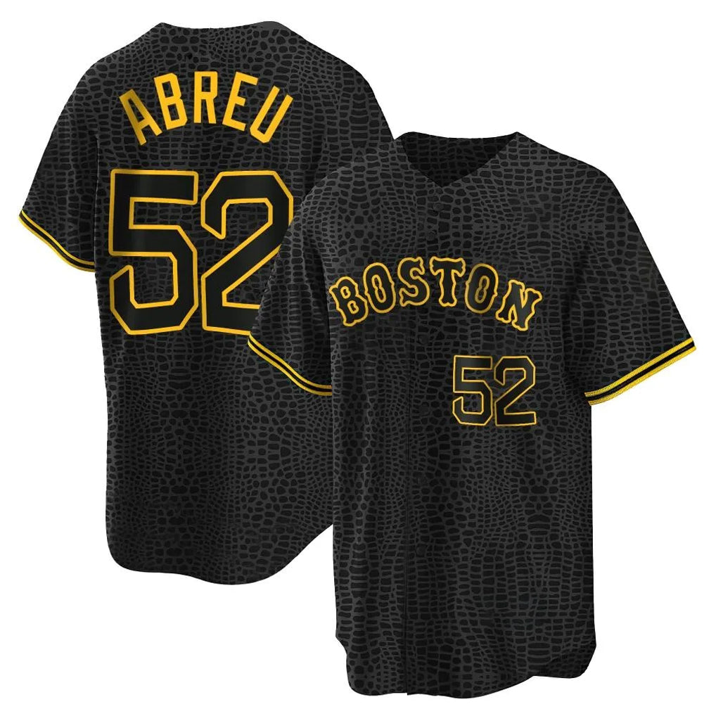 Fenge B.Red Sox #52 Wilyer Abreu Player Black Snake Skin City Home Game Stitched Jerseys