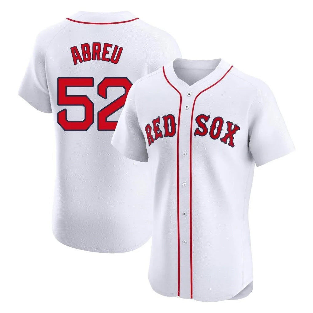 Fenge B.Red Sox #52 Wilyer Abreu Player White Limited Elite Home Game Stitched Jerseys