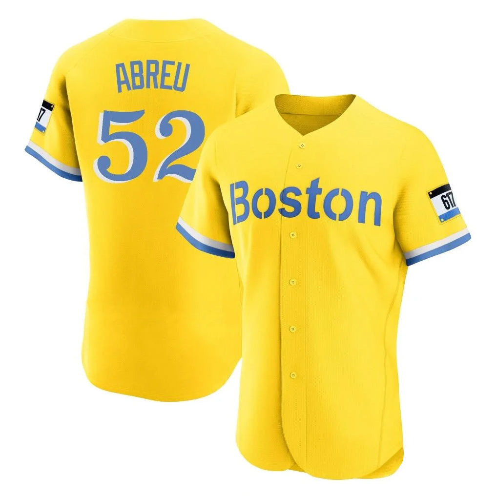 Fenge B.Red Sox #52 Wilyer Abreu Player Yellow Limited Elite Home Game Stitched Jerseys