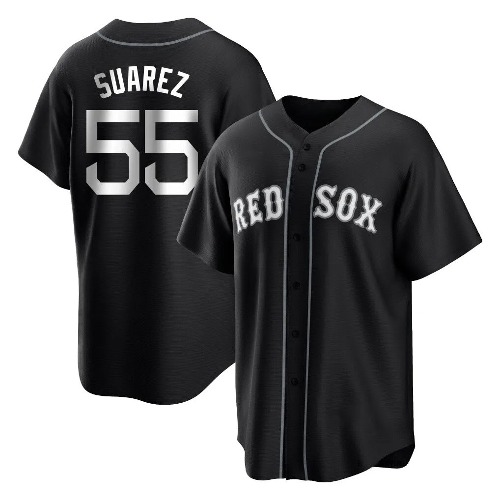 Fenge B.Red Sox #55 Ranger Su¡§¡érez Player Black Home Game Stitched Jerseys