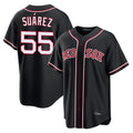 Fenge B.Red Sox #55 Ranger Su¡§¡érez Player Black Out Home Game Stitched Jerseys
