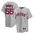 Fenge B.Red Sox #55 Ranger Su¡§¡érez Player Gray Road Home Game Stitched Jerseys