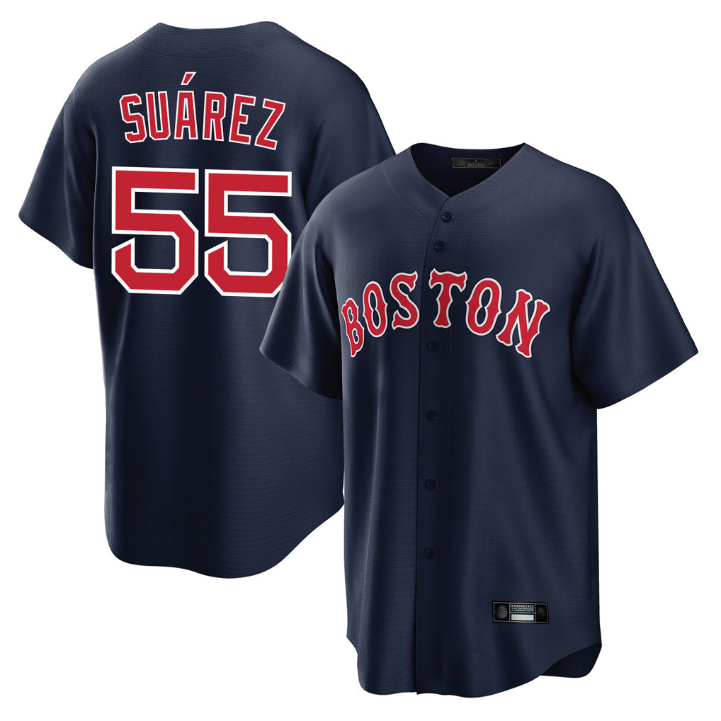 Fenge B.Red Sox #55 Ranger Su¡§¡érez Player Navy Home Game Stitched Jerseys