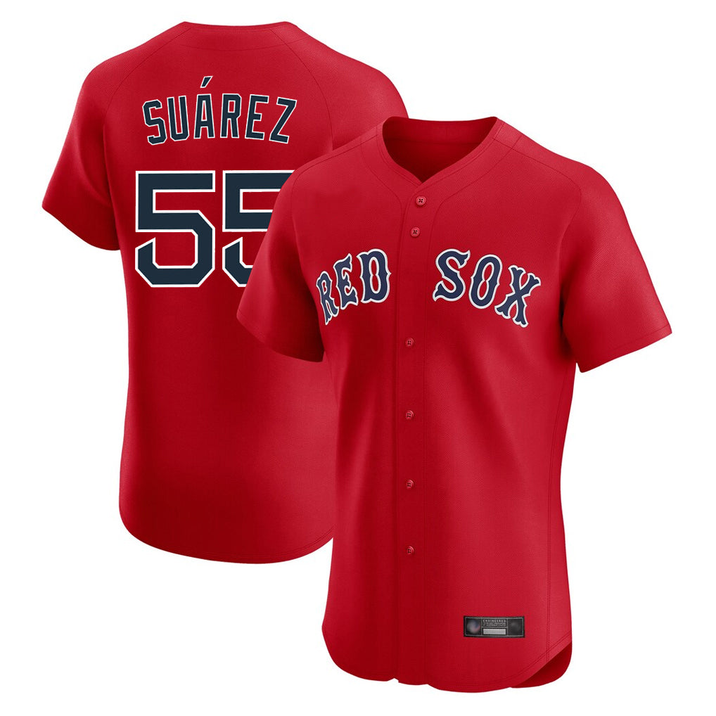 Fenge B.Red Sox #55 Ranger Su¡§¡érez Player Red Limited Elite Home Game Stitched Jerseys