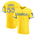 Fenge B.Red Sox #55 Ranger Su¡§¡érez Player Yellow Limited Elite Home Game Stitched Jerseys