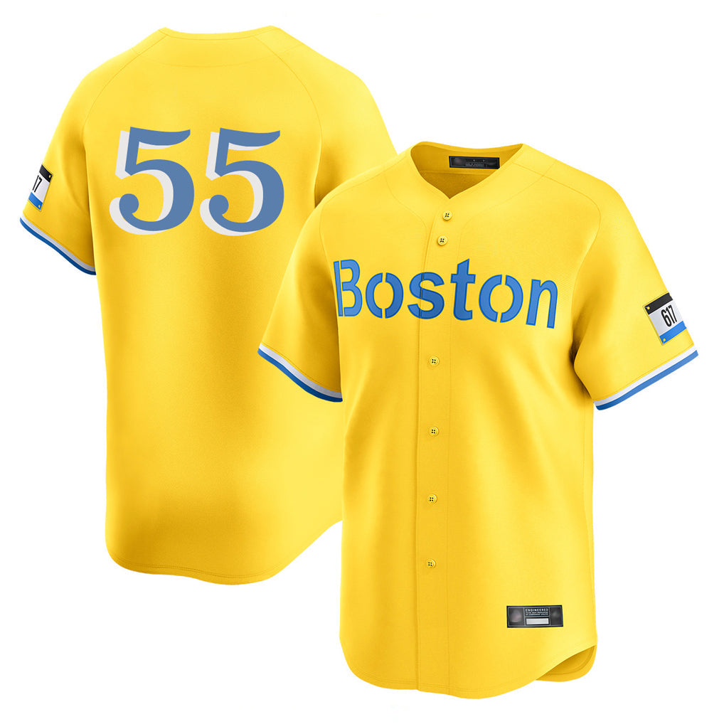 Fenge B.Red Sox #55 Ranger Su¡§¡érez Player Yellow Limited Home Game Stitched Jerseys