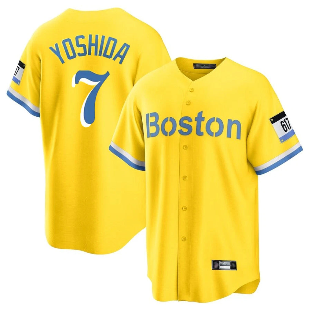 Fenge B.Red Sox #7 Masataka Yoshida Player Yellow Home Game Stitched Jersey
